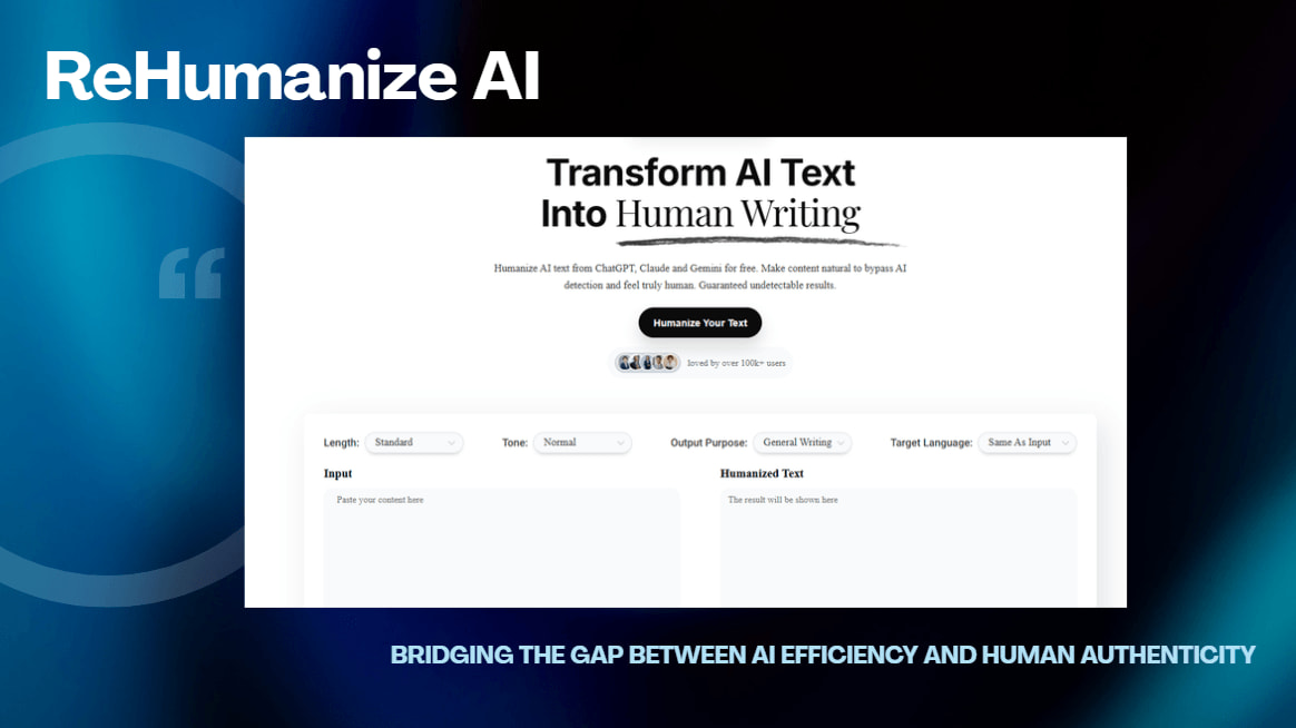 ReHumanize.io: Premium AI text humanizer for creative writing.